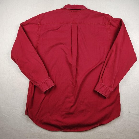 VTG Tommy Hilfiger Button Down Shirt Mens Medium Red Y2K - Picture 2 of 9
